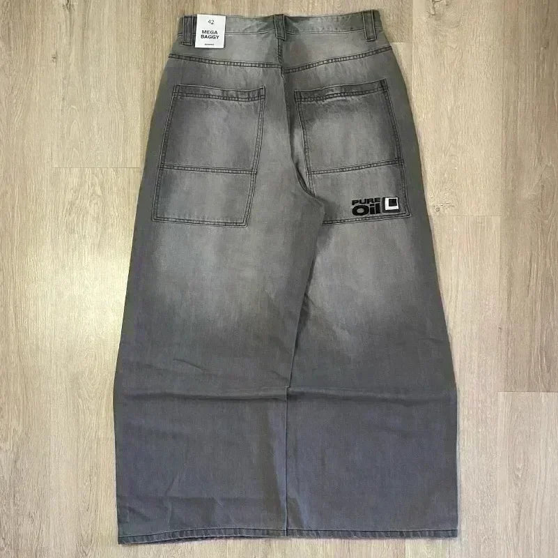 Street Trend Embroidered Loose Jeans - Unisex