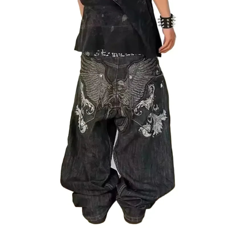 Street Trend Embroidered Loose Jeans - Unisex